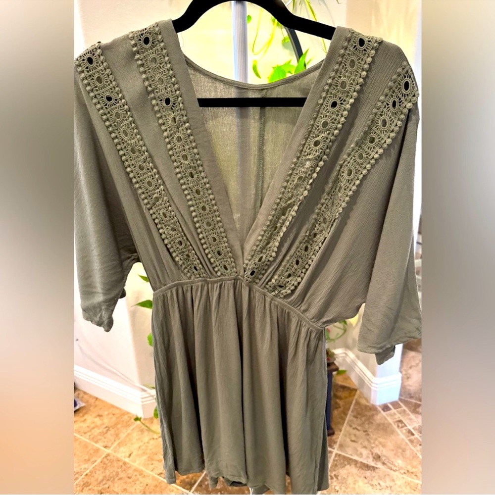 Cupshe Olive Green Embroidered Trim Romper - Picture 5 of 6